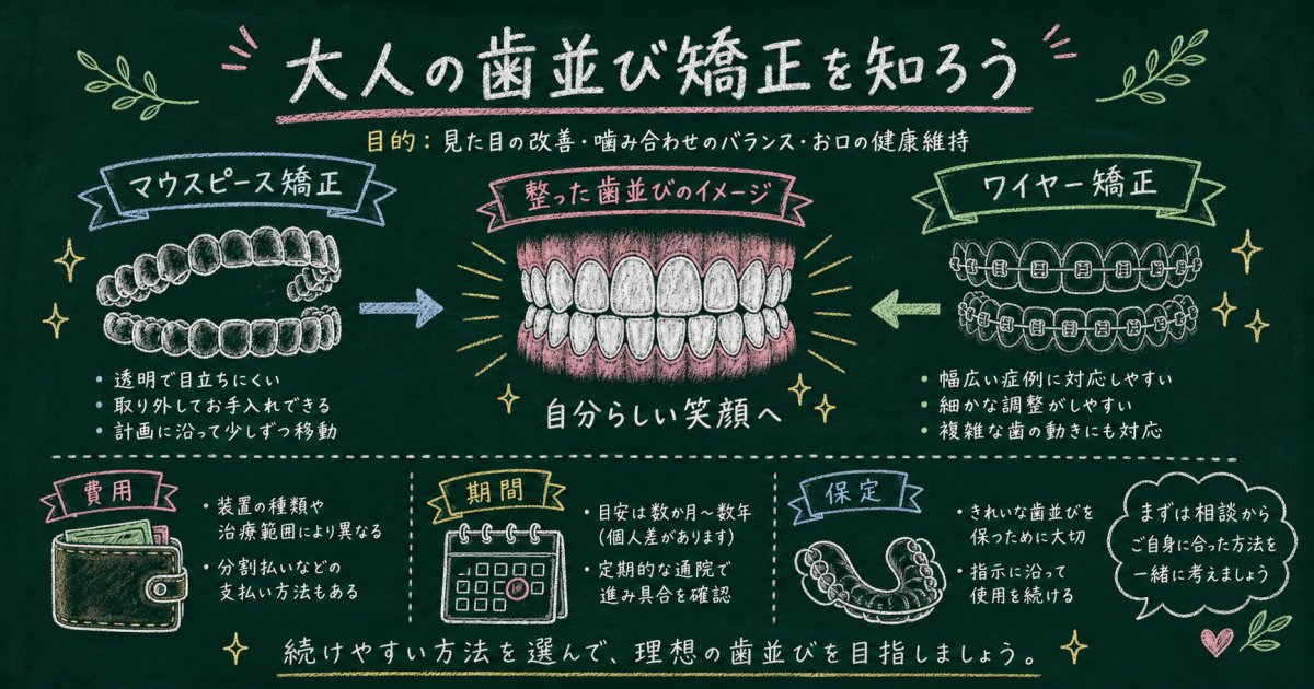 大人の歯並び矯正の基本|費用・期間と虫歯や後戻りへの対処法