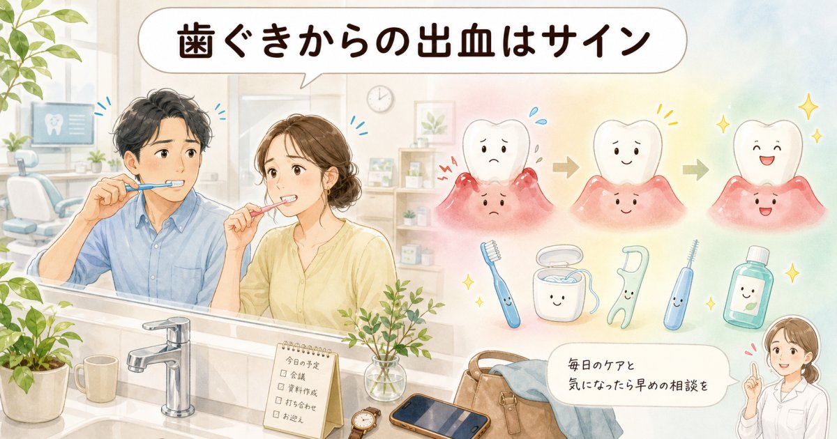 忙しい30代必見!歯磨きで血が出る理由と放置リスク・受診目安