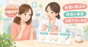 前歯レジンの黄ばみに悩む30代女性へ｜原因とやり直し方法