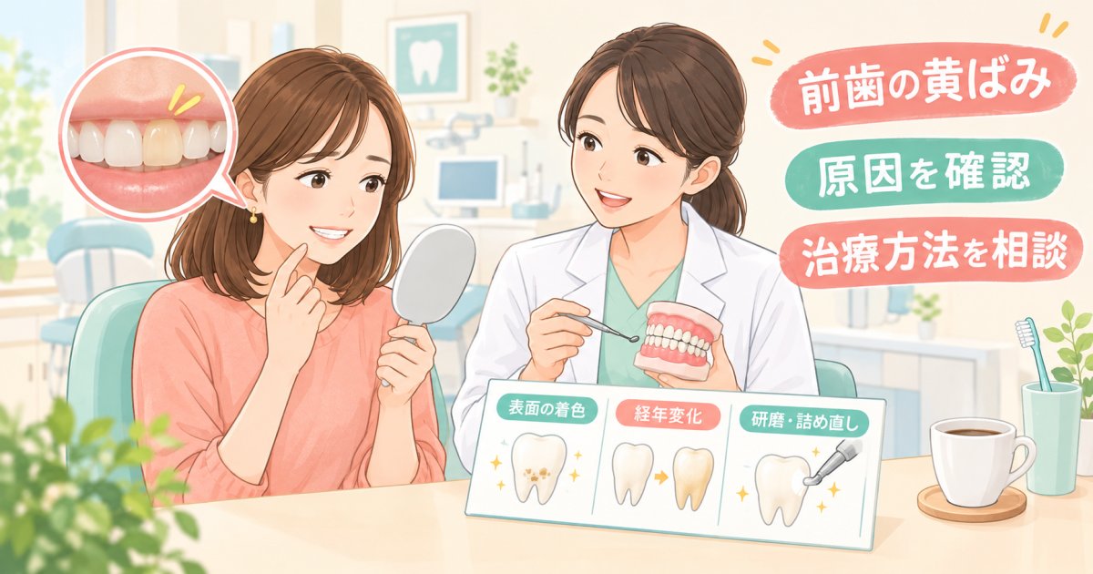 前歯レジンの黄ばみに悩む30代女性へ｜原因とやり直し方法